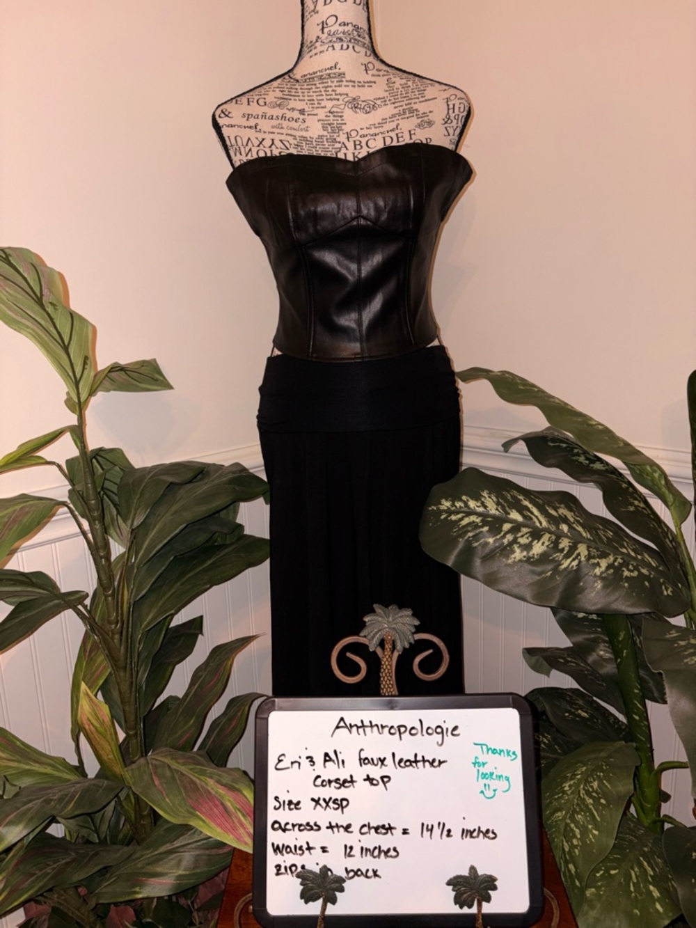 Anthropologie Eri & Ali Faux Leather Corset Top